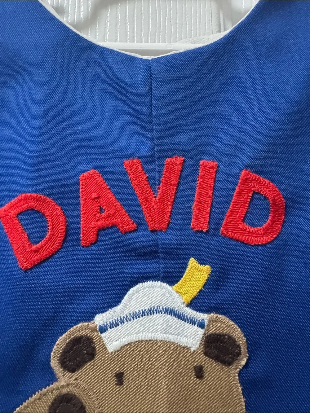 Kelly's Kids Blue Sailor Bear Embroidered One-Piece with Name David